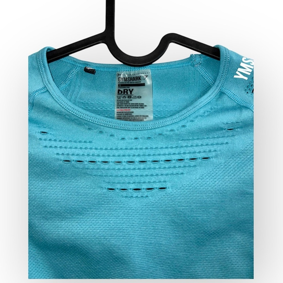 Gymshark flawless knit Seamless Longsleeve BABY BLUE active gym crop top Small P - Picture 4 of 5